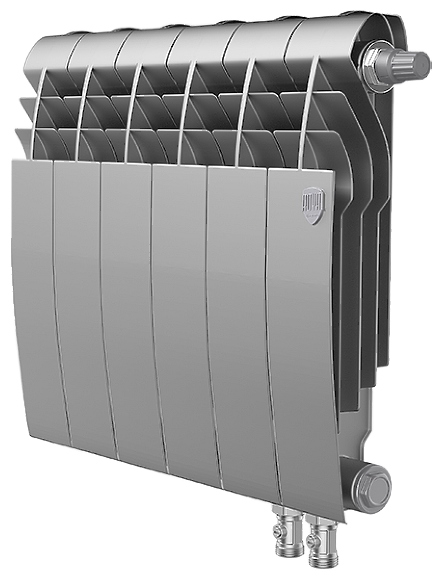 фото БиМеталлический радиатор Royal Thermo Biliner Silver Satin 350 VR \ 06 секций \ с нижним правым подключением