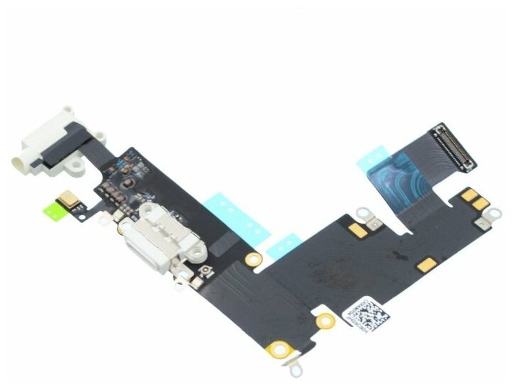 Шлейф для Apple iPhone 6 Plus + разъем зарядки + разъем гарнитуры + микрофон, белый