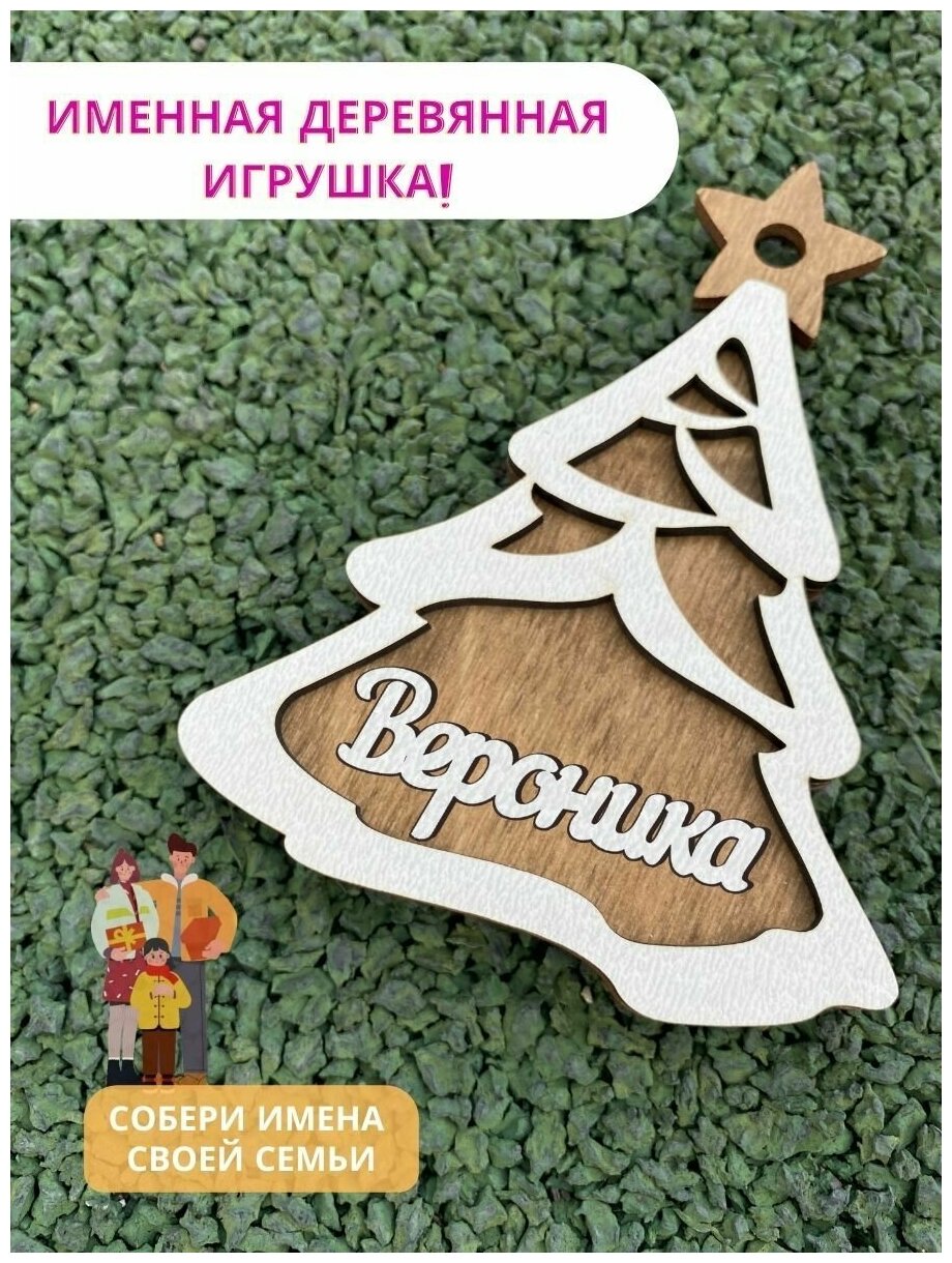 Елочная игрушка новогодняя с именем - "Вероника"