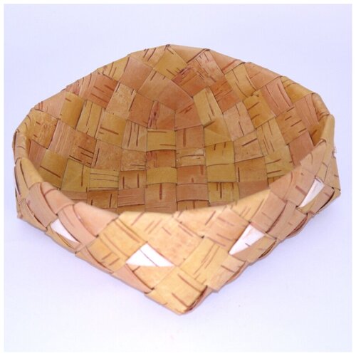 Хлебница берестяная плетеная с декором №2/1, ручное плетение из бересты
