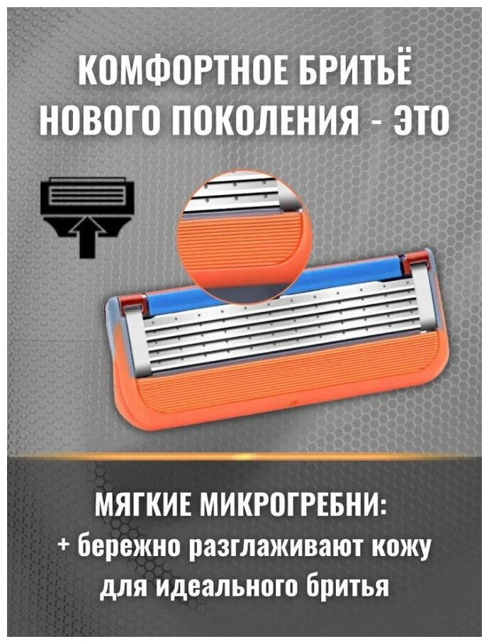 Сменные кассеты лезвия для бритв совместимые с Gillette Fusion 4 штуки (оранжевые)