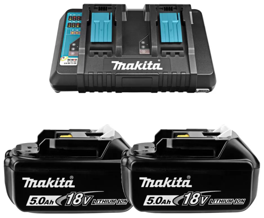 Аккумулятор + зарядное устройство Makita DC18RD-1шт+BL1850B-2шт 18В 5Ач Li-ion