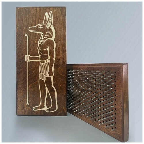 фото Доска садху с динамическими гвоздями, шаг 10мм, цвет венге модель древний египет (анубис) - 368 сила души и тела