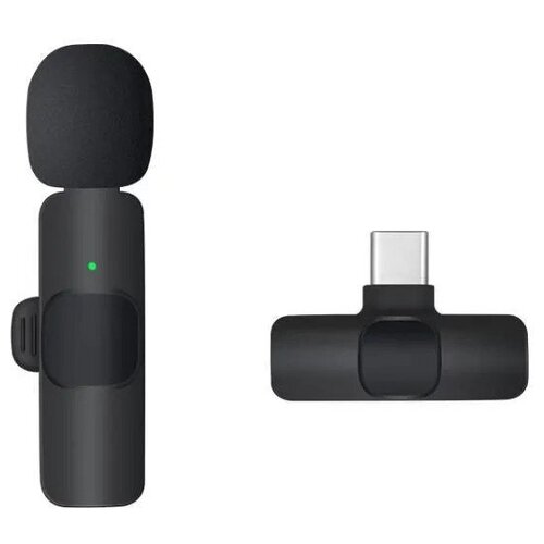 Беспроводной микрофон для телефона / петличка для смартфона / USB Type-C / Черный