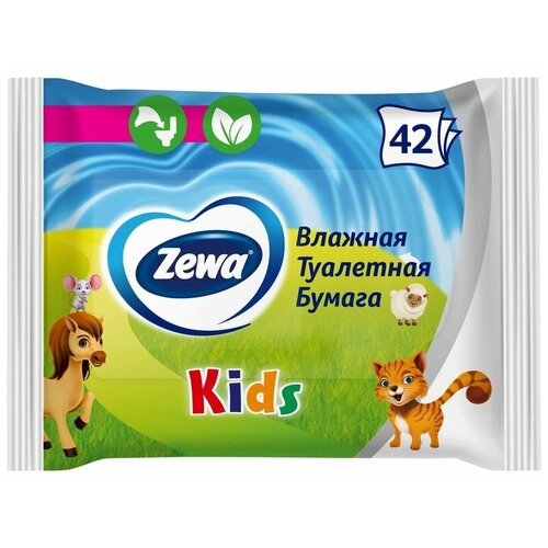 Туалетная бумага влажная Детская Kids (Кидс), 42 шт ТМ Zewa (Зева)
