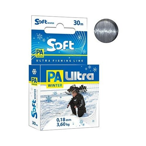 леска зимняя aqua pa ultra soft 30м 0 12мм комплект 2 шт Леска AQUA PA Ultra Soft 0.18 30м