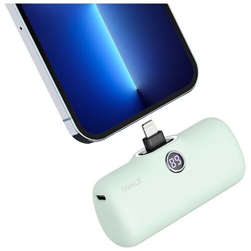 Портативный внешний аккумулятор Power Bank для iPhone iWALK 4800 mAh mini, повербанк для Айфона, пауэрбанк, павербанк, power bank, салатовый беспроводная зарядка magnet wireless power bank q9 20w 10000mah для apple iphone портативный внешний повербанк magsafe на эпл айфон зеленый