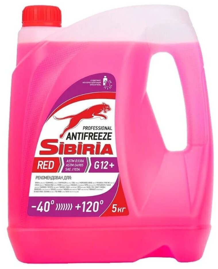 Антифриз SIBIRIA ANTIFREEZE RED G12+ (-40), красный, 5 кг., арт. 8056001