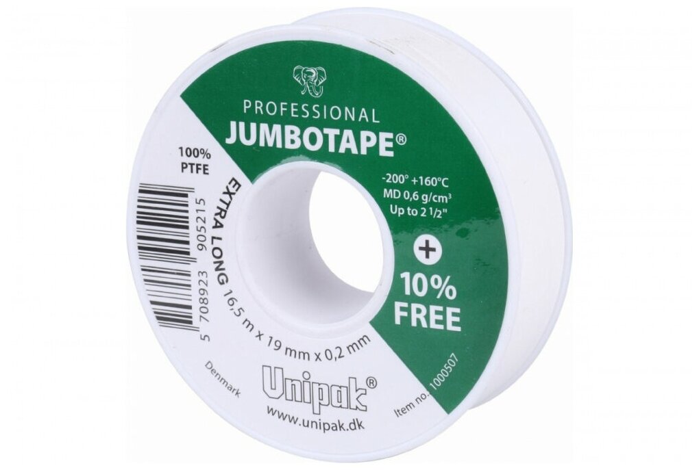 Фум-лента UNIPAK 19мм х 0,2мм х16.5м JUMBOTAPE PROFESSIONAL