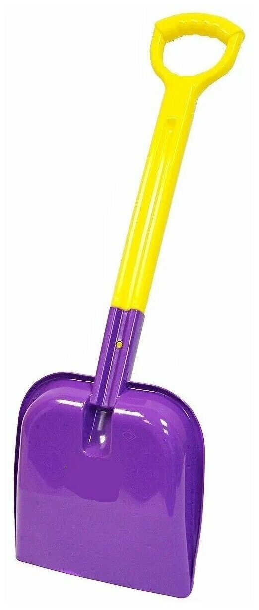 Лопата детская, фиолетово-желтая, пластиковая, широкая удобная ручка, для снега и песка, размер - 23 х 3 х 68 см - фотография № 2