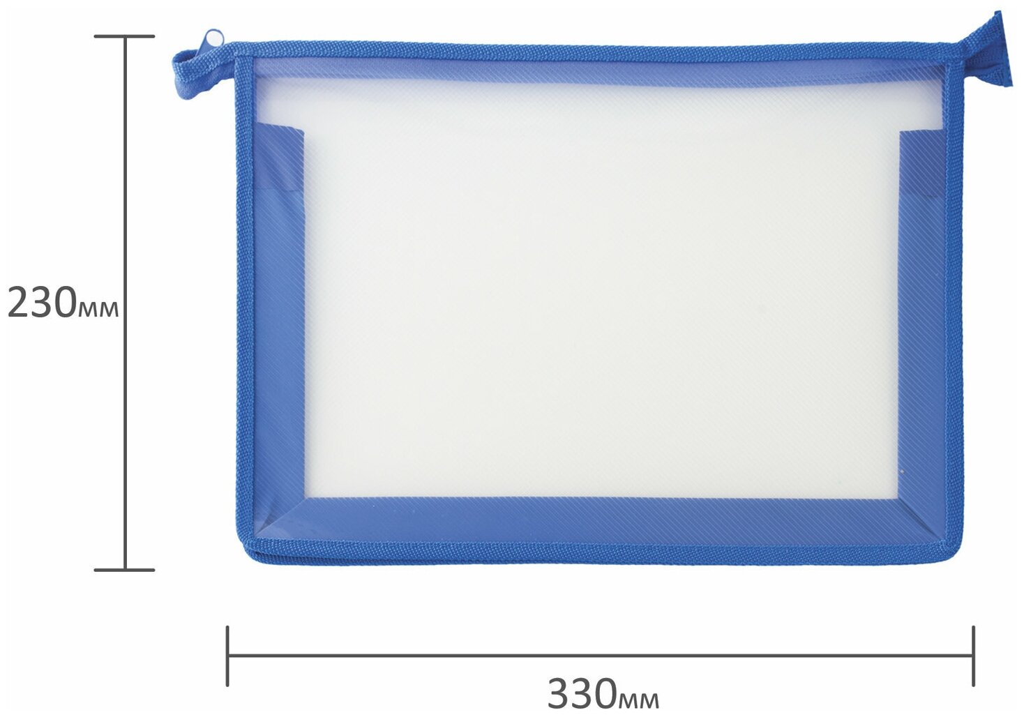 Пифагор Пифагор Папка для тетрадей А4, молния сверху, прозрачная, синий - фото №2