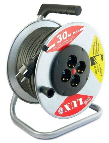 Удлинитель силовой на катушке LUX ELECTRIC LUX К4-Е-30 (44130), 30м, кабель КГ