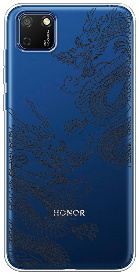 Силиконовый чехол на Honor 9S/Huawei Y5p / Хонор 9S/Хуавей Y5p "Два китайских дракона", прозрачный