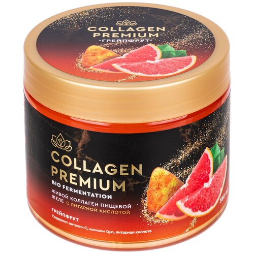 Натуральный пищевой коллаген в желе Collagen Premium с грейпфрутом и янтарной кислотой 380 гр