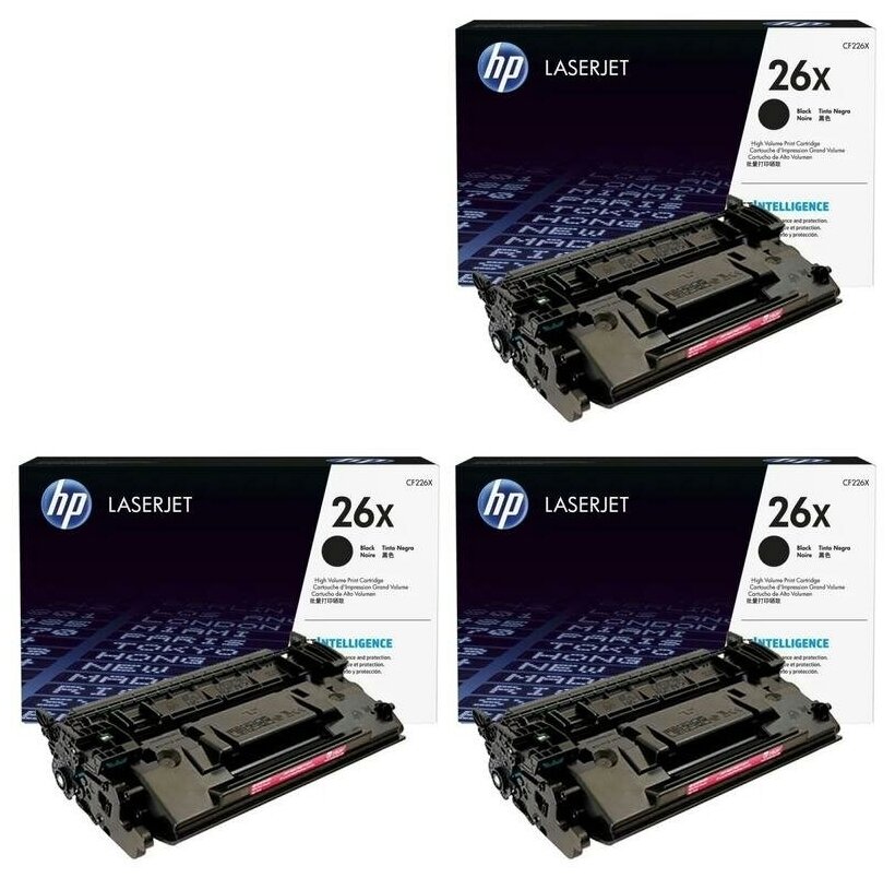 HP Картриджи комплектом HP CF226X-3PK 26X черный 3 упаковки, повышенной емкости [выгода 2%] 27K