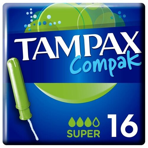 Тампоны TAMPAX Compak Super, с аппликатором, 16шт