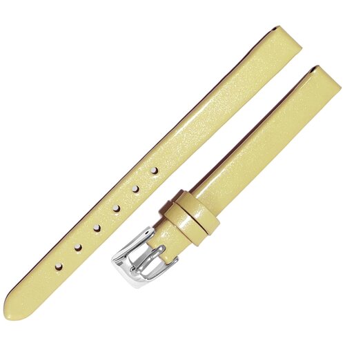 Ремешок 5032-82-82 Бежевый кожаный ремень для женских наручных часов из натуральной кожи 8 х8 мм M лаковый с блестками