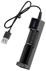 Зарядное устройство для аккумуляторов Li-ion на 1 слот с USB-разъемом.