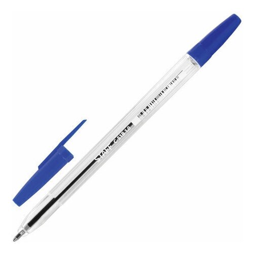Ручка шариковая STAFF C-51, синяя, корпус прозрачный, узел 1 мм, линия письма 0,5 мм, BP108 ручка шариковая staff c 51 синяя выгодная упаковка комплект 50 штук узел 1 мм линия письма 0 7 мм 880156