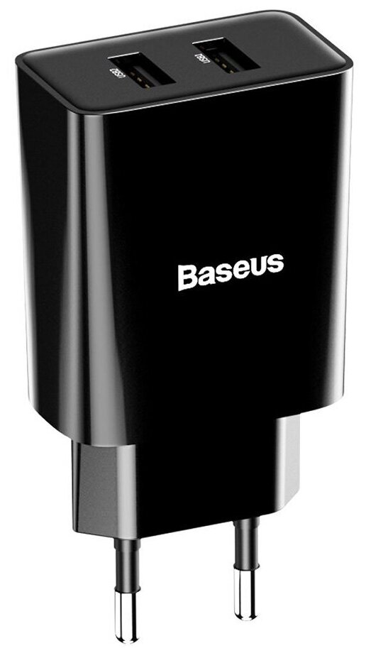 Сетевое зарядное устройство/Быстрая зарядка Baseus Speed Mini Dual U Charger 10.5W（EU) Black CCFS-R01