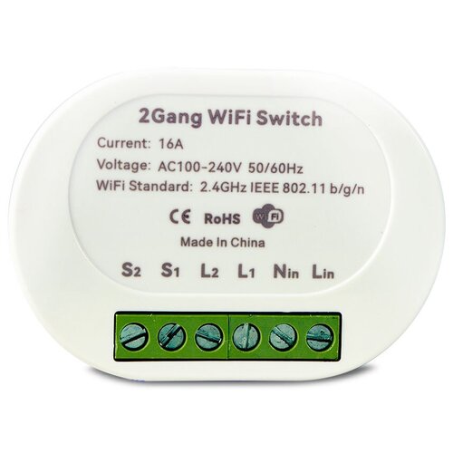 Умное беспроводное двухканальное WIFI реле выключатель PS-link TMW02 16 Ампер 132500₽