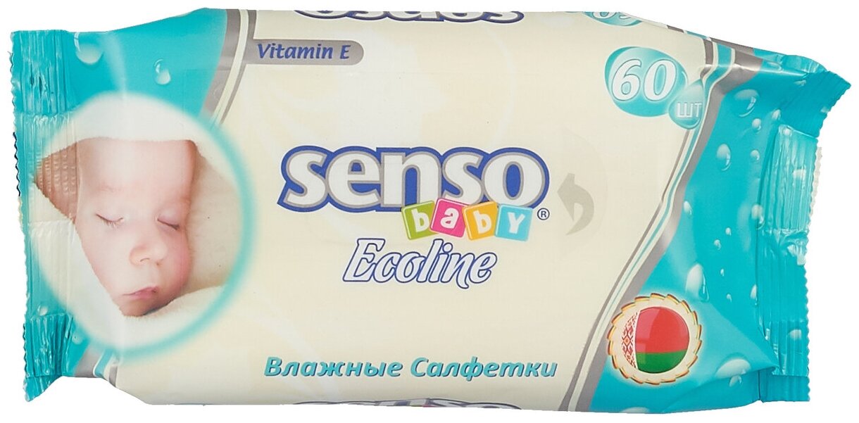 Senso Baby Ecoline Влажные салфетки с крем-бальзамом 60 шт