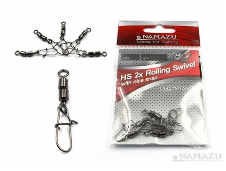 Вертлюг с застежкой Namazu Pro ROLLING RIBBED SWIVEL WITH NICE SNAP цв. Carbon р. 4 test-43 кг к