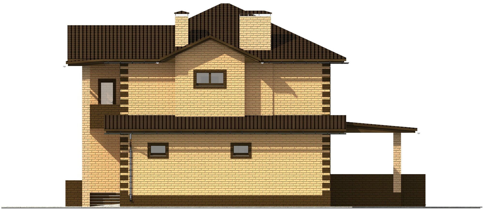 Готовый проект двухэтажного дома с гаражом из керамического блока с облицовкой из керамического облицовочного кирпича площадью 273,6 кв.м - фотография № 5
