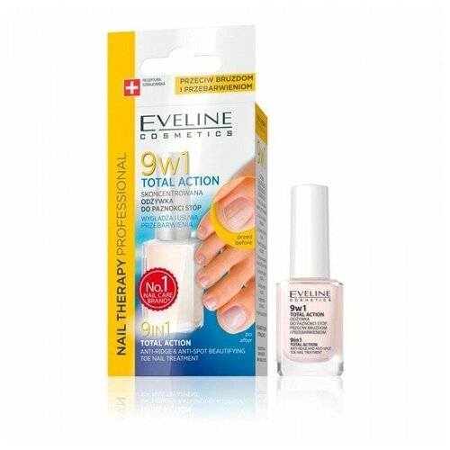 Eveline cosmetics 9 в 1 Total Action Концентрированная сыворотка для ногтей 12мл eveline cosmetics восстанавливающая сыворотка для губ клубника
