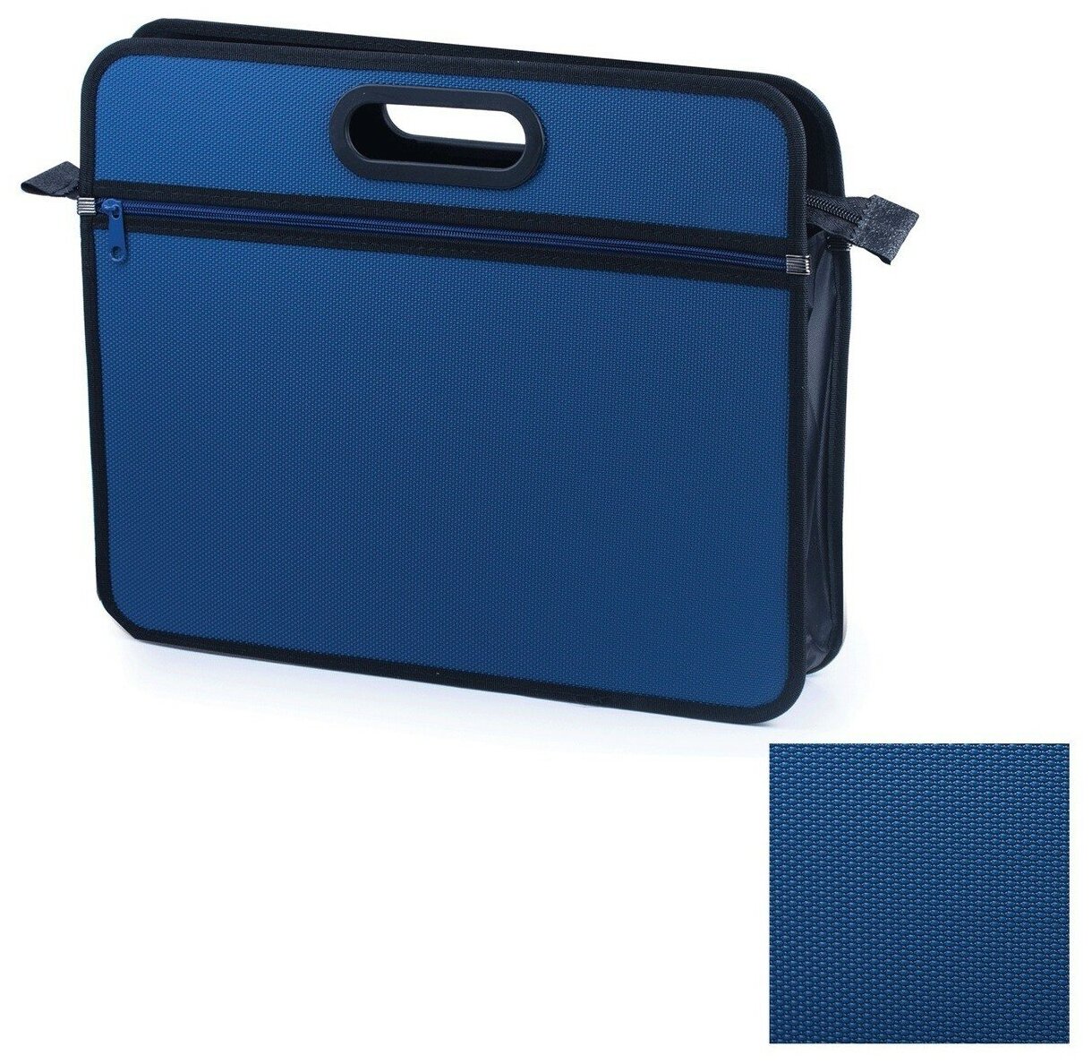 Сумка пластиковая Brauberg А4+, 390х315х70 мм, на молнии, внешний карман, фактура бисер, синяя (225167)