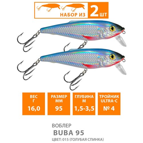 воблер для рыбалки плавающий aqua buba 95mm 16g заглубление от 1 5 до 3 5m цвет 103 Воблер для рыбалки плавающий AQUA Buba 95mm 16g заглубление от 1.5 до 3,5m цвет 015 2шт