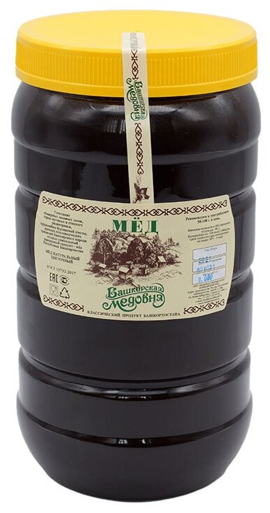 Мёд натуральный Башкирский гречишный "Башкирская медовня" 3000 гр пластик