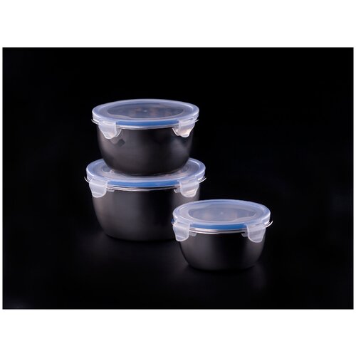 Набор салатников Lock-N-Lock AURORA 3 предмета с пластиковыми крышками (13,5*7см, 17,5*9см, 15,5*8см)