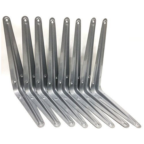 Кронштейн для полки угловой 200x150 мм, сталь серый, нагрузка 15 кг, 8 шт.