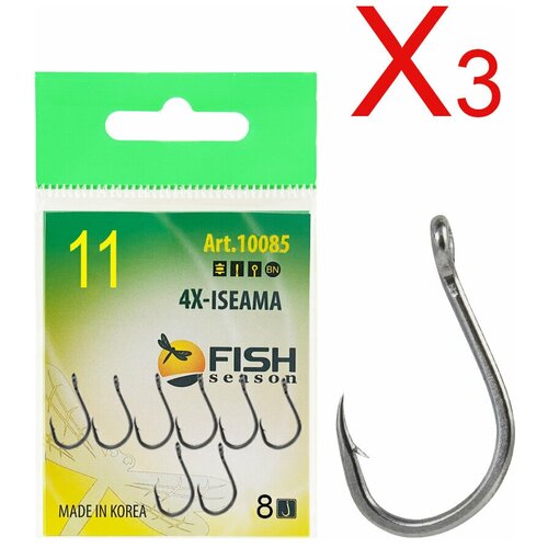 фото Набор!!! крючок 4x-iseama-ring с ушком, покрытие bn, размер-11, 24шт/3уп fish season