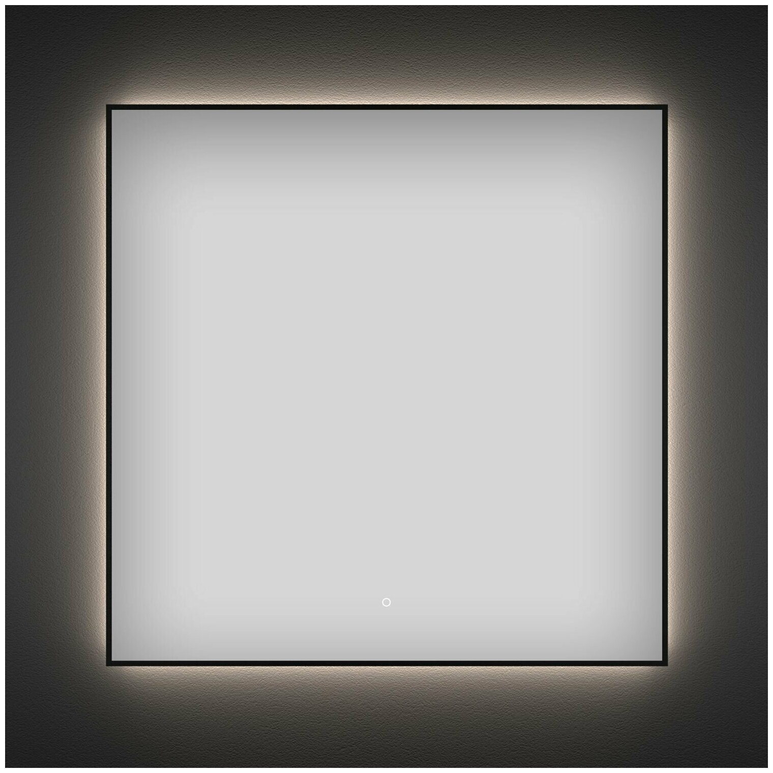 Настенное зеркало в ванную с подсветкой Wellsee 7 Rays' Spectrum 172200360 : влагостойкое квадратное зеркало 65х65 см с черным матовым контуром - фотография № 1