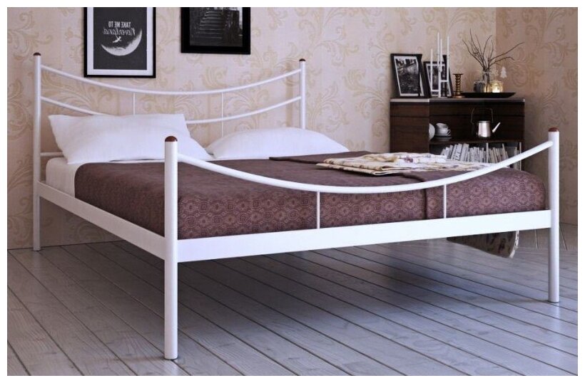 Кровать двуспальная "Luna" (160х200/металлическое основание) Белый