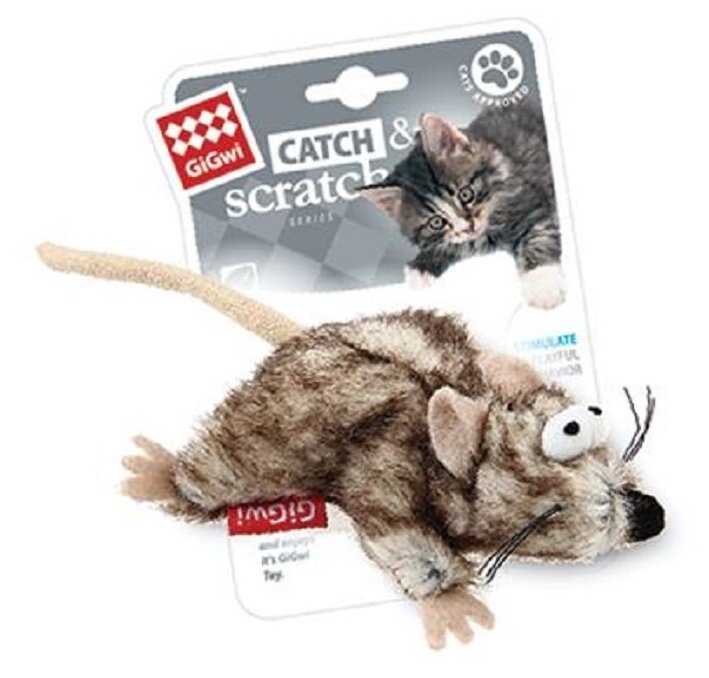 Игрушка для кошек Catch & Scratch мышка С кошачьей мятой 8 СМ - фотография № 10