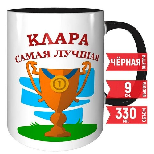 Кружка Клара самая лучшая - с черной заливкой внутри и черной ручкой.