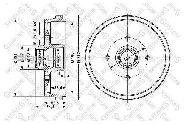 6025-4708-Sx_барабан Тормозной!\ Vw Golf/Passat/Polo 1.0-1.6d 83> Stellox арт. 6025-4708-SX