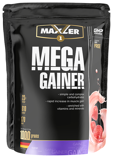 MAXLER EU Mega Gainer (Пакет) 1 кг (Strawberry Flavor)