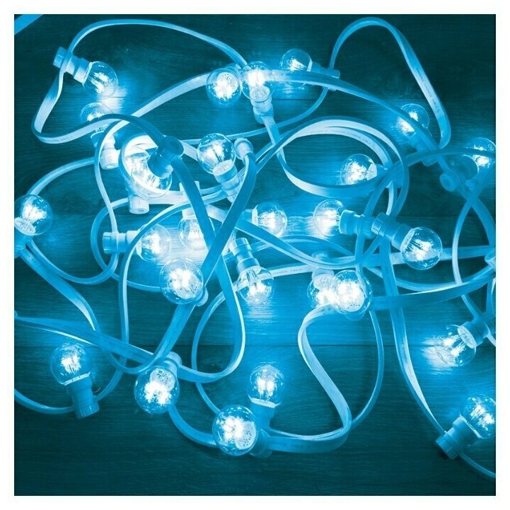 Гирлянда LED Galaxy Bulb String 10м, белый каучук, 30 ламп*6 LED синие, влагостойкая IP65