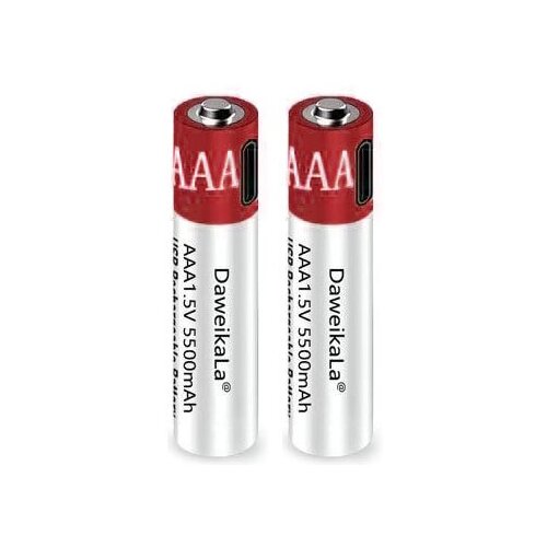 Перезаряжаемый литийионный аккумулятор Daweikala AAА USB Type-C 1,5В AAA 5500 mAh аккумулятор dcb606 9000 мач 20v 60v 120v max вместо dewalt dcb609g dcb612 для всех беспроводных электрических инструментов