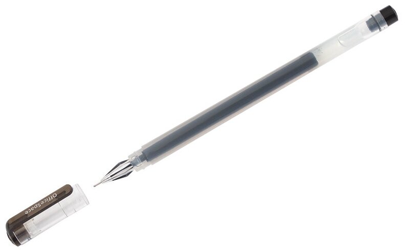 Ручки для школы гелевые черные / Набор ручек для ЕГЭ (ОГЭ) 12 штук, комплект для офиса OfficeSpace "HC-2" с круглым пластиковым корпусом, 0,38 мм / школьные принадлежности и канцтовары