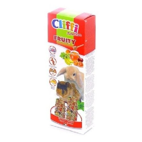 Cliffi Италия Лакомства для Морских свинок и Кроликов палочки с фруктами и медом Sticks for rabbits and guinea pigs honey and fruit Fruity SELECTION PCRA253 Sticks for rabbits and guinea pigs honey and fruit Fruity SELECTION 011 кг 31512 3 шт 2177₽