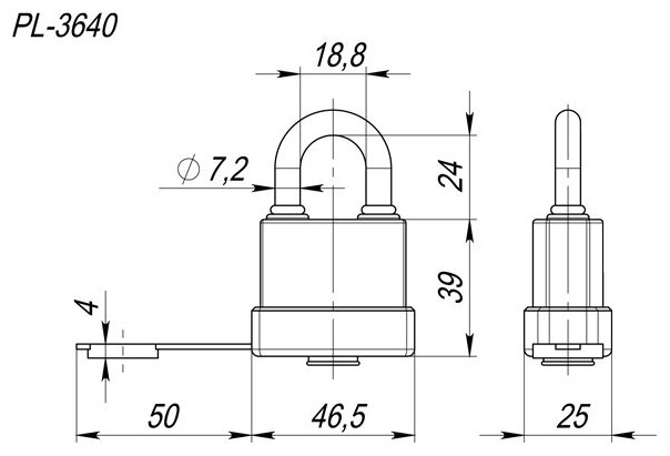 Навесной замок FUARO PL-WEATHER-3640 Black 3key (PL-3640) английский 42533 - фотография № 4