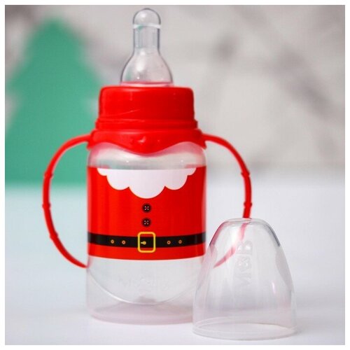 Mum&Baby Бутылочка для кормления «Дед Мороз» 150 мл цилиндр, подарочная упаковка, с ручками
