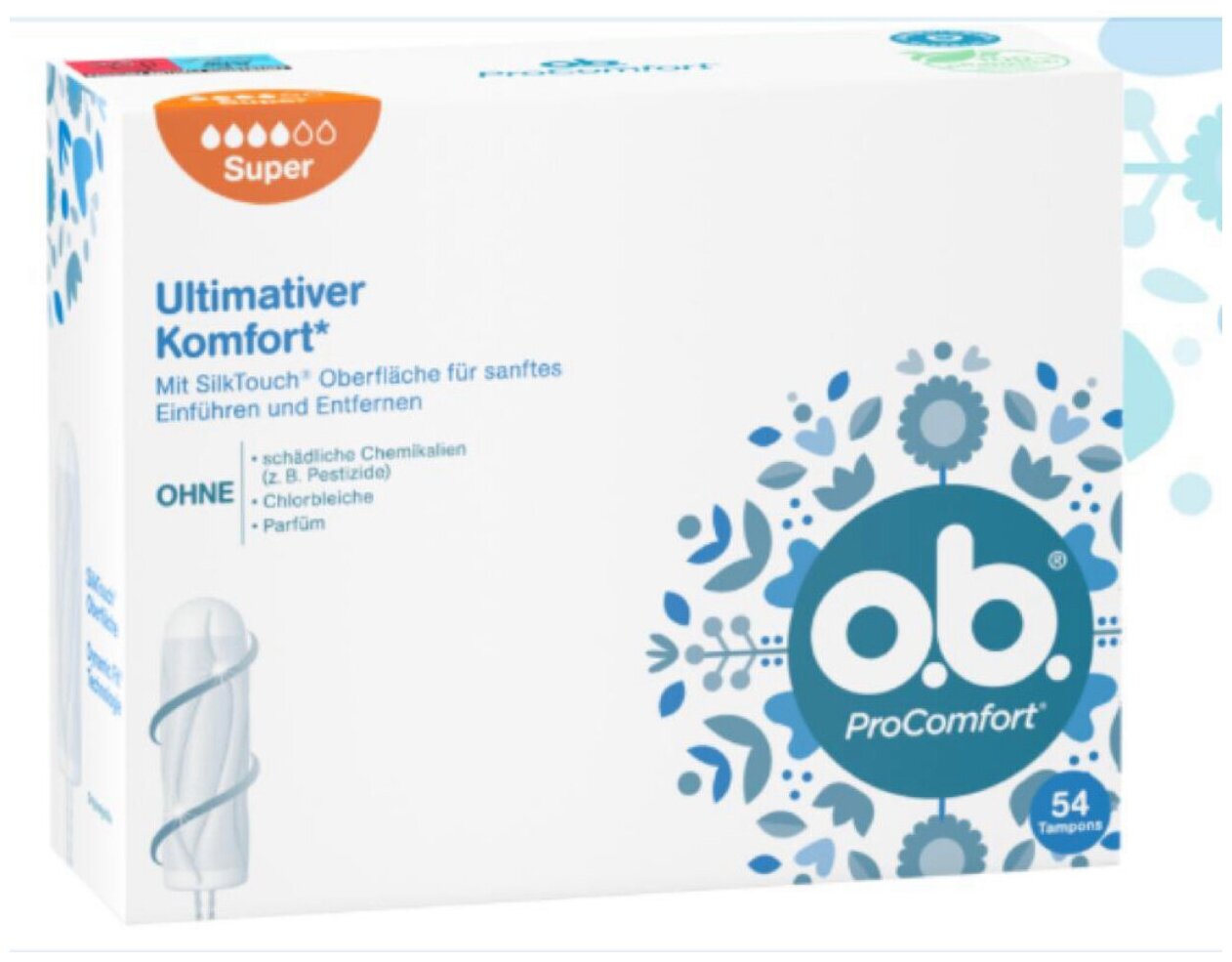 Тампоны гигиенические женские O.B. ProComfort Super Ultimate Comfort (obi/оби супер комфорт для женщин для интимной гигиены), 54 шт.