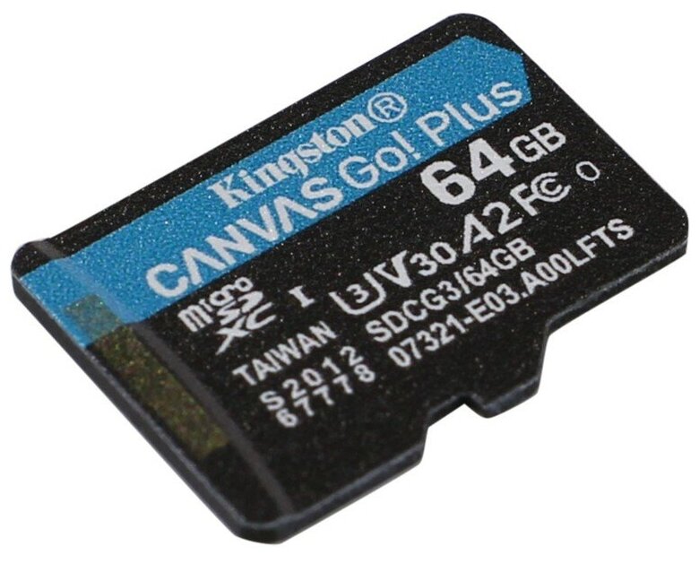 Карта памяти MicroSD 64Гб Kingston Canvas Go Plus V30 (SDCG3/64GBSP)