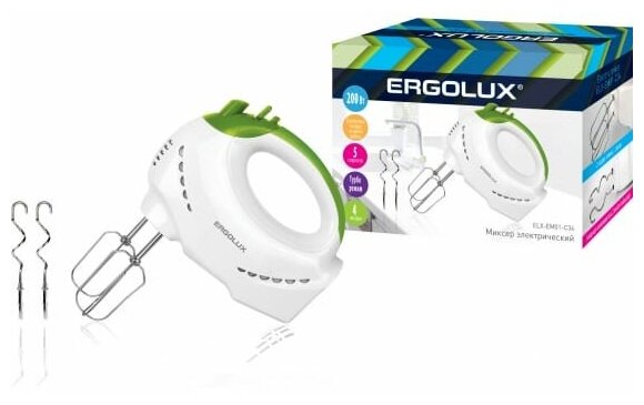 Миксер Ergolux ELX-EM01-C34, белый/зеленый